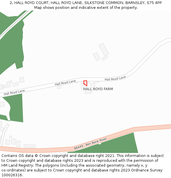 2, HALL ROYD COURT, HALL ROYD LANE, SILKSTONE COMMON, BARNSLEY, S75 4PP: Location map and indicative extent of plot