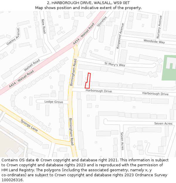 2, HARBOROUGH DRIVE, WALSALL, WS9 0ET: Location map and indicative extent of plot