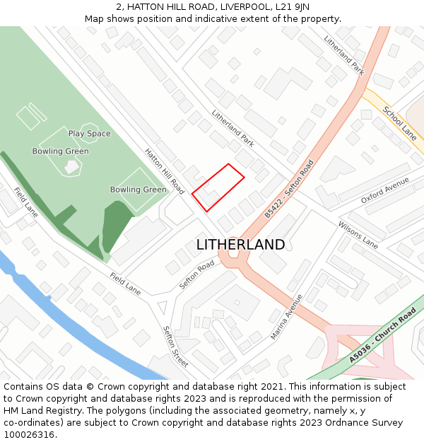 2, HATTON HILL ROAD, LIVERPOOL, L21 9JN: Location map and indicative extent of plot