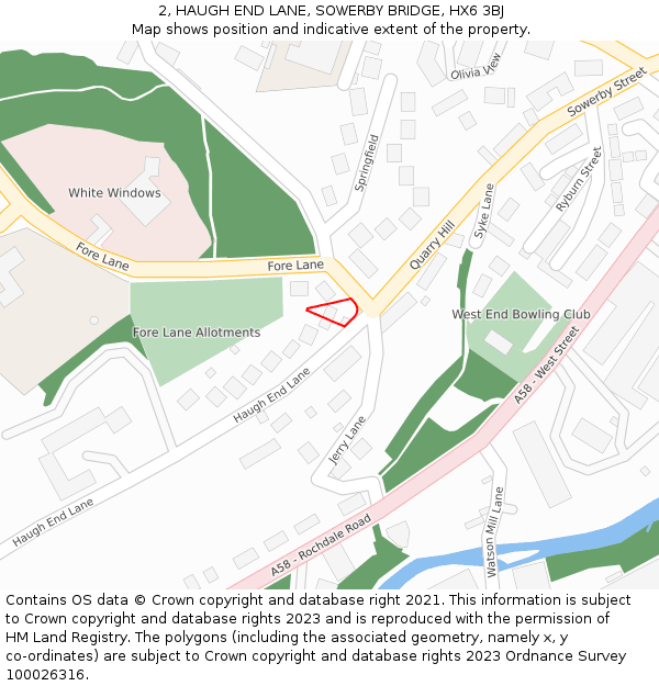 2, HAUGH END LANE, SOWERBY BRIDGE, HX6 3BJ: Location map and indicative extent of plot