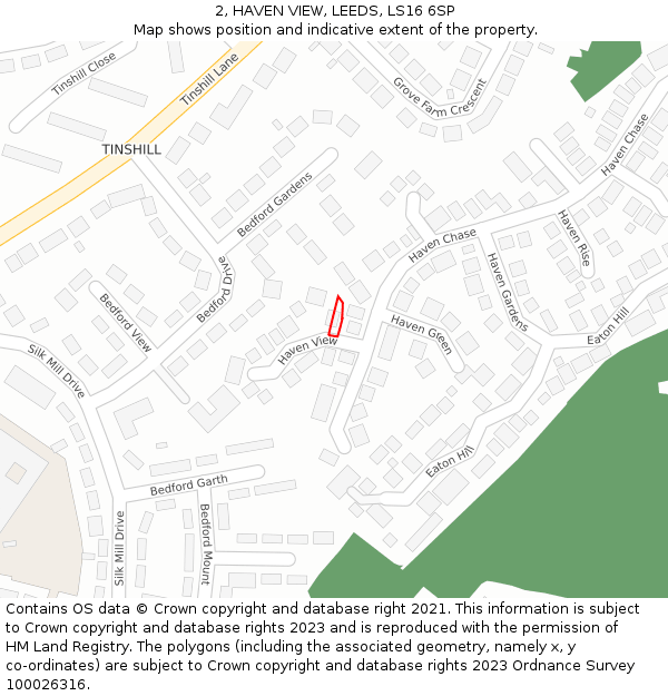2, HAVEN VIEW, LEEDS, LS16 6SP: Location map and indicative extent of plot