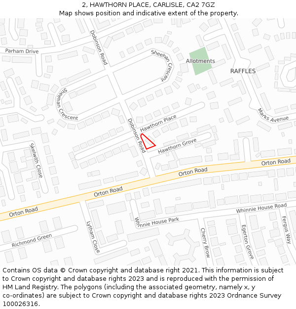 2, HAWTHORN PLACE, CARLISLE, CA2 7GZ: Location map and indicative extent of plot