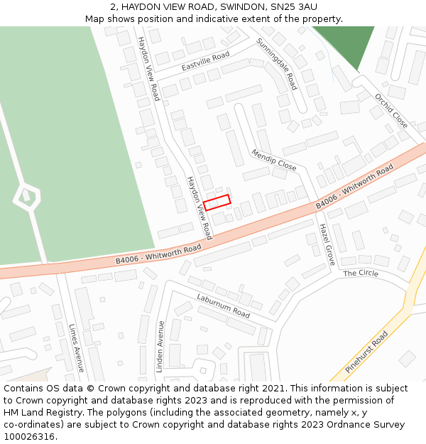 2, HAYDON VIEW ROAD, SWINDON, SN25 3AU: Location map and indicative extent of plot