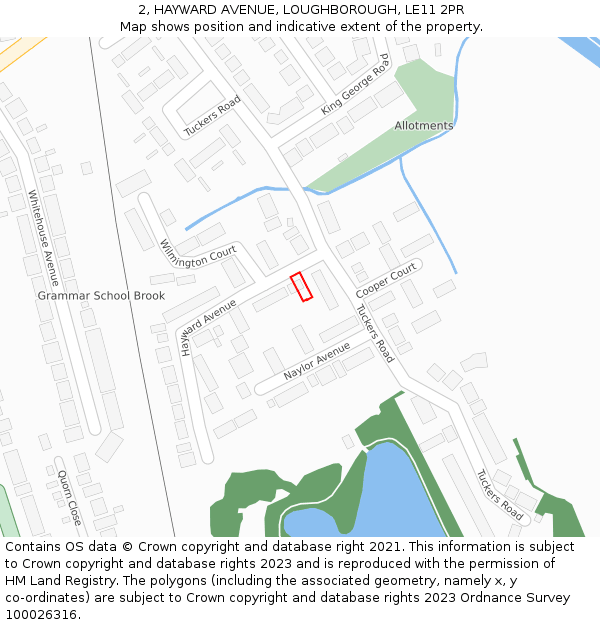 2, HAYWARD AVENUE, LOUGHBOROUGH, LE11 2PR: Location map and indicative extent of plot