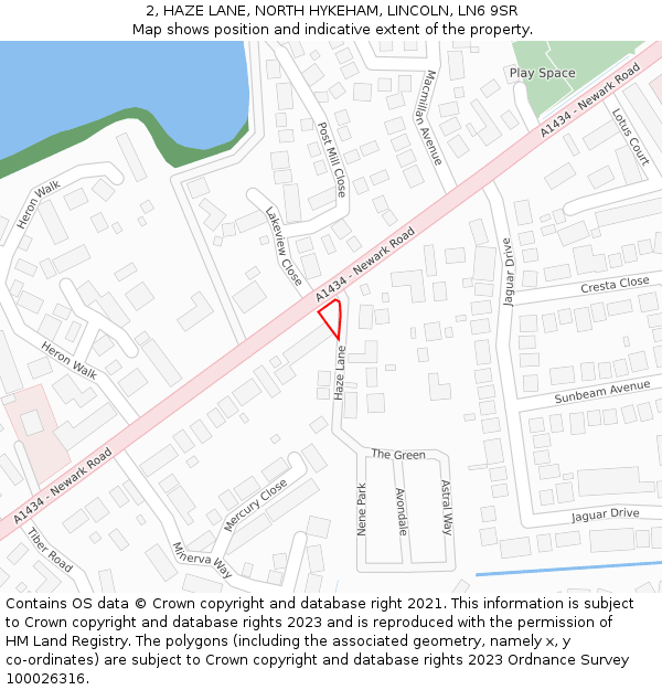 2, HAZE LANE, NORTH HYKEHAM, LINCOLN, LN6 9SR: Location map and indicative extent of plot