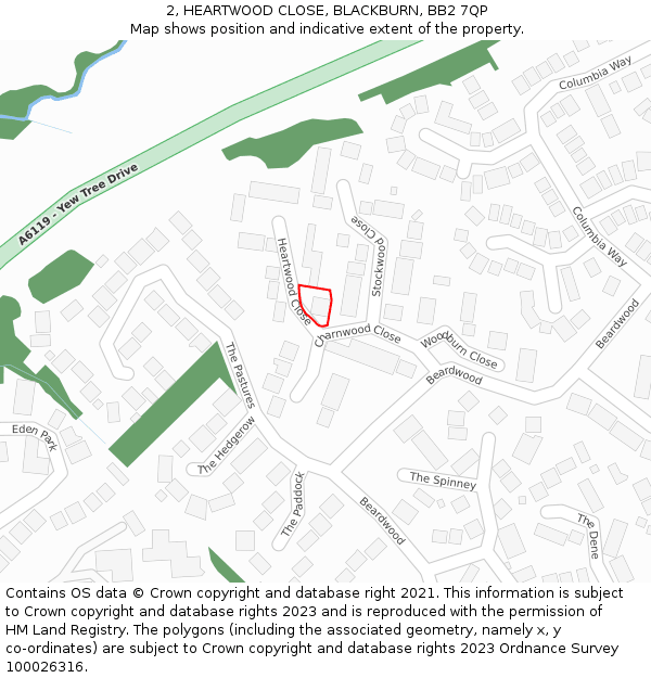 2, HEARTWOOD CLOSE, BLACKBURN, BB2 7QP: Location map and indicative extent of plot