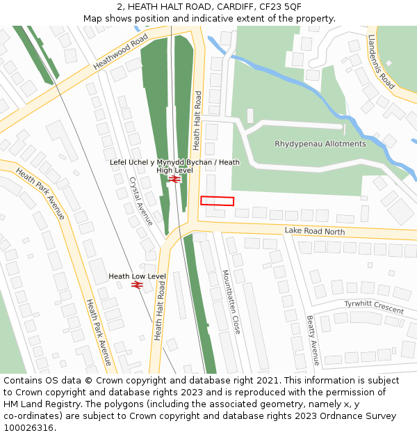 2, HEATH HALT ROAD, CARDIFF, CF23 5QF: Location map and indicative extent of plot