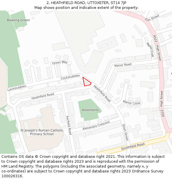 2, HEATHFIELD ROAD, UTTOXETER, ST14 7JP: Location map and indicative extent of plot