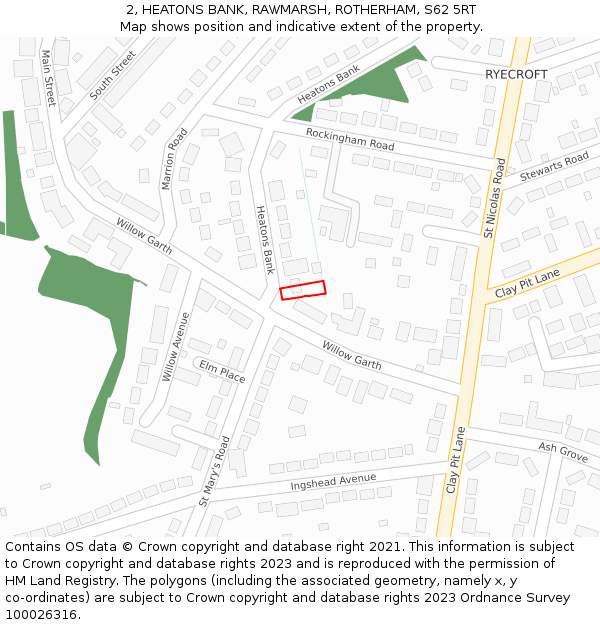 2, HEATONS BANK, RAWMARSH, ROTHERHAM, S62 5RT: Location map and indicative extent of plot