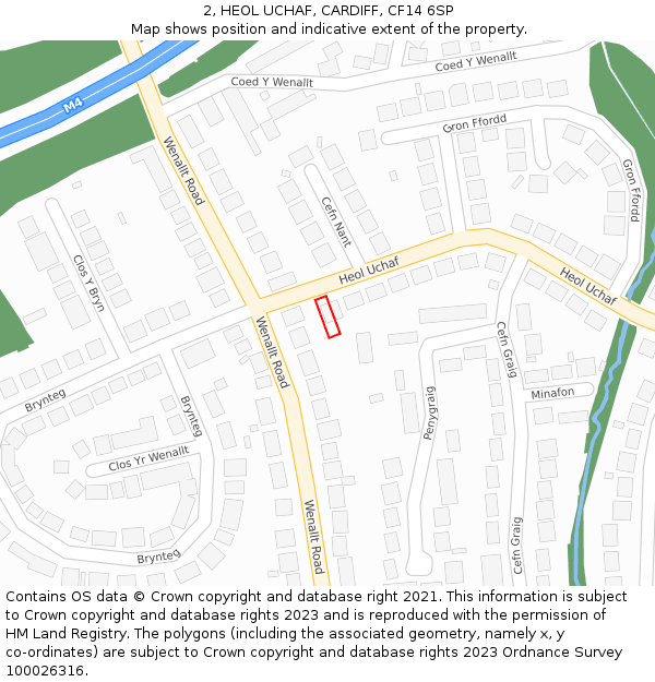 2, HEOL UCHAF, CARDIFF, CF14 6SP: Location map and indicative extent of plot