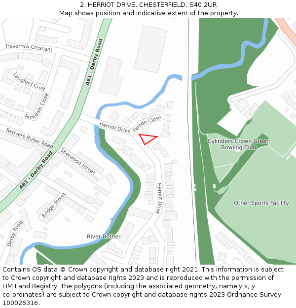 2, HERRIOT DRIVE, CHESTERFIELD, S40 2UR: Location map and indicative extent of plot