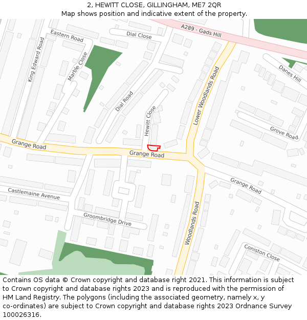 2, HEWITT CLOSE, GILLINGHAM, ME7 2QR: Location map and indicative extent of plot