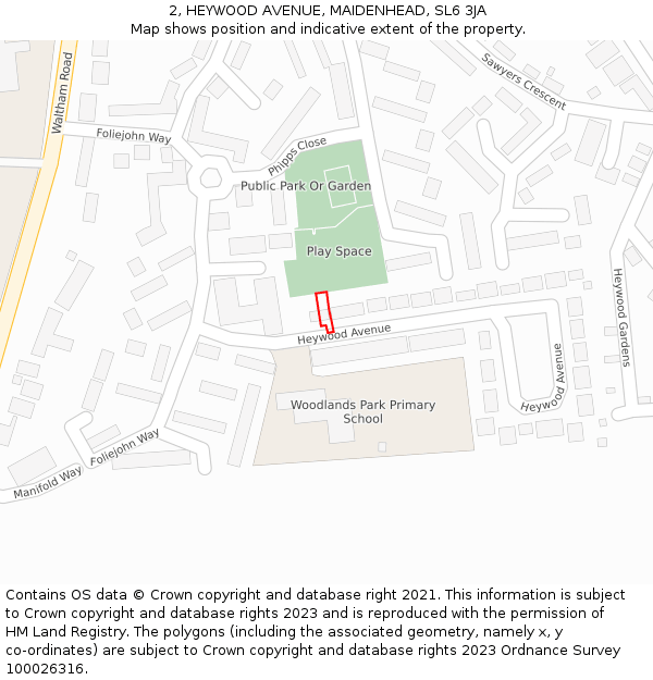 2, HEYWOOD AVENUE, MAIDENHEAD, SL6 3JA: Location map and indicative extent of plot