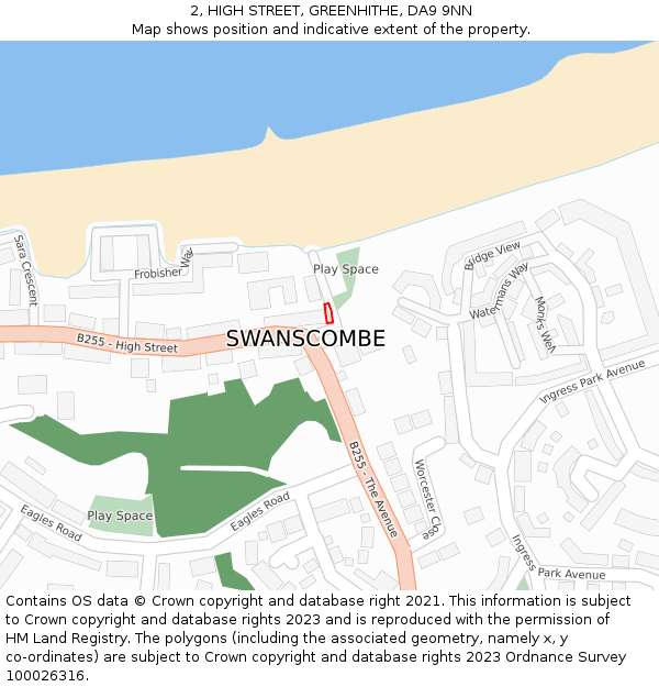 2, HIGH STREET, GREENHITHE, DA9 9NN: Location map and indicative extent of plot