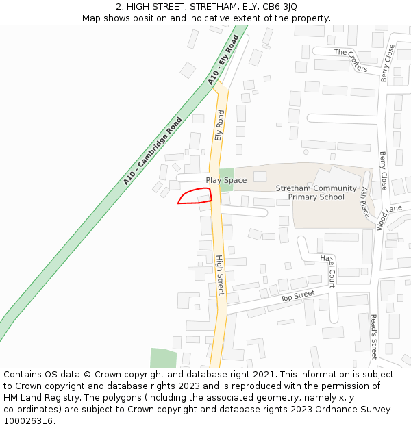 2, HIGH STREET, STRETHAM, ELY, CB6 3JQ: Location map and indicative extent of plot