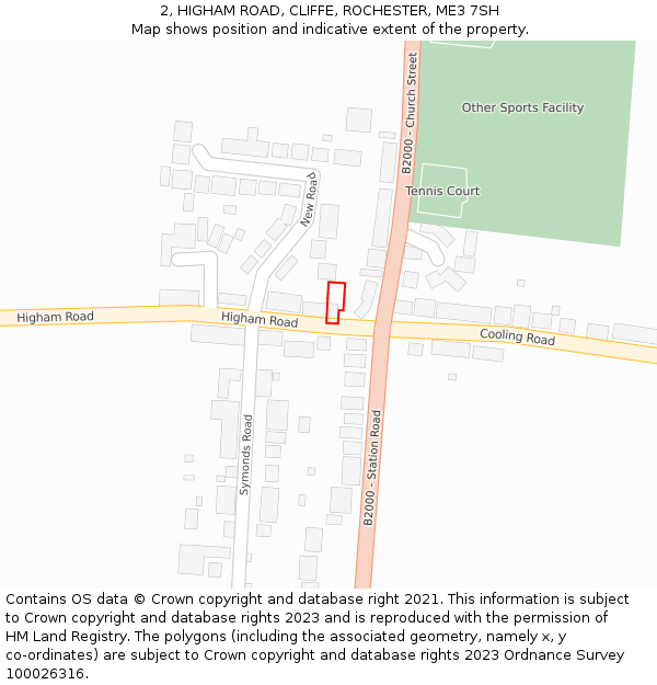 2, HIGHAM ROAD, CLIFFE, ROCHESTER, ME3 7SH: Location map and indicative extent of plot