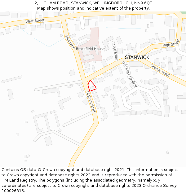 2, HIGHAM ROAD, STANWICK, WELLINGBOROUGH, NN9 6QE: Location map and indicative extent of plot