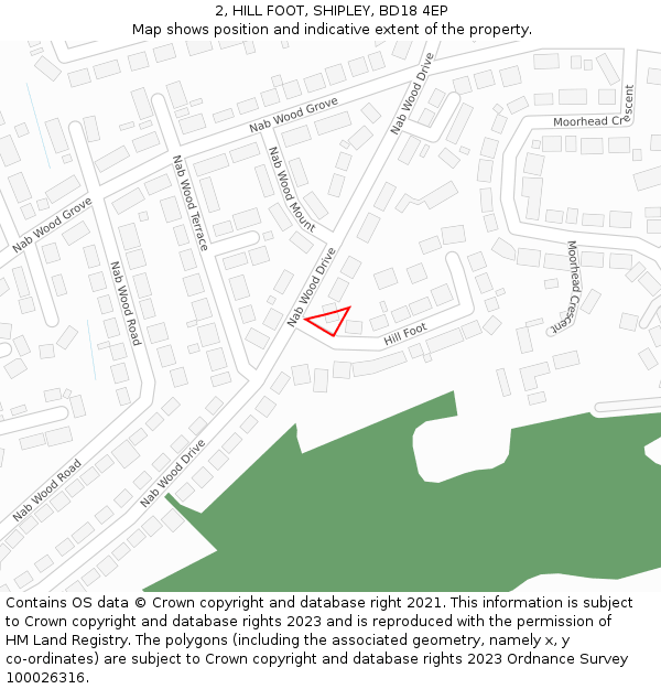 2, HILL FOOT, SHIPLEY, BD18 4EP: Location map and indicative extent of plot