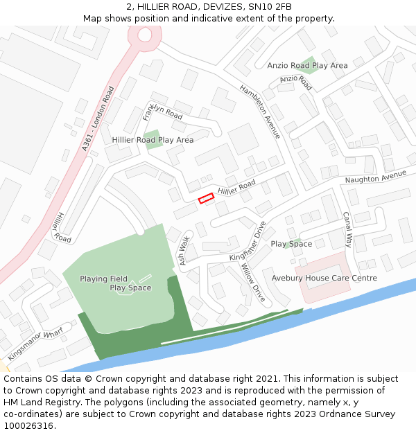 2, HILLIER ROAD, DEVIZES, SN10 2FB: Location map and indicative extent of plot