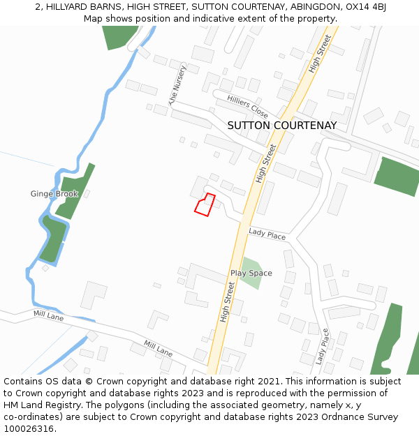 2, HILLYARD BARNS, HIGH STREET, SUTTON COURTENAY, ABINGDON, OX14 4BJ: Location map and indicative extent of plot