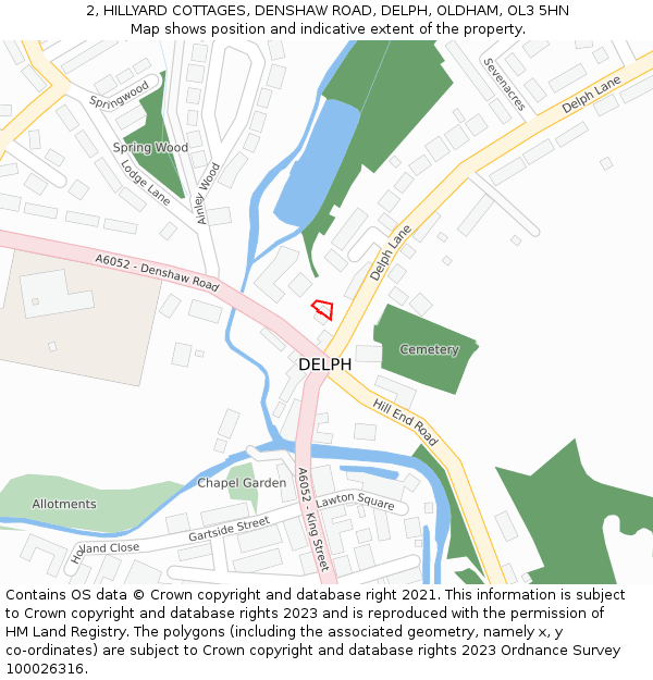 2, HILLYARD COTTAGES, DENSHAW ROAD, DELPH, OLDHAM, OL3 5HN: Location map and indicative extent of plot