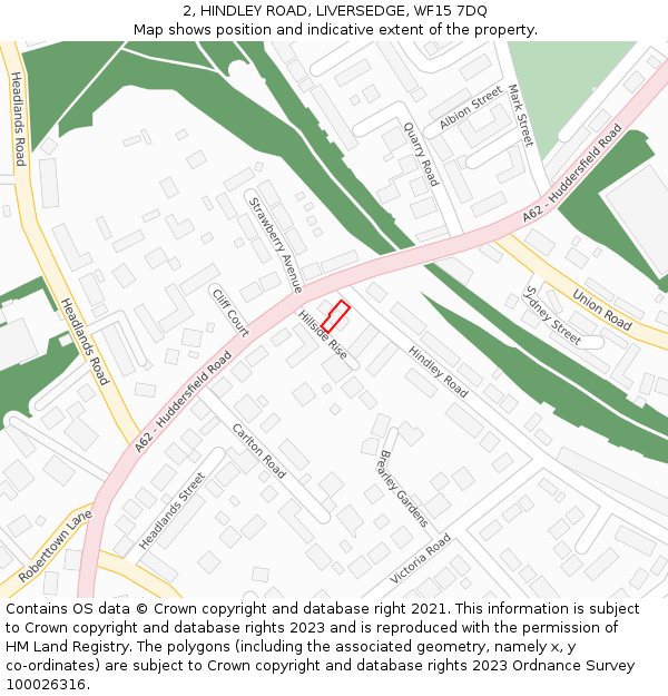 2, HINDLEY ROAD, LIVERSEDGE, WF15 7DQ: Location map and indicative extent of plot