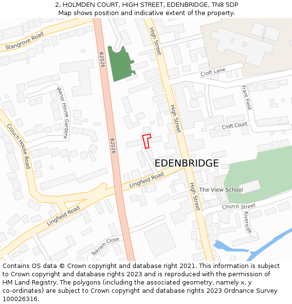 2, HOLMDEN COURT, HIGH STREET, EDENBRIDGE, TN8 5DP: Location map and indicative extent of plot