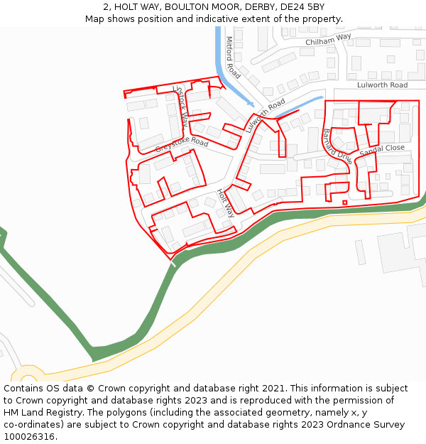 2, HOLT WAY, BOULTON MOOR, DERBY, DE24 5BY: Location map and indicative extent of plot