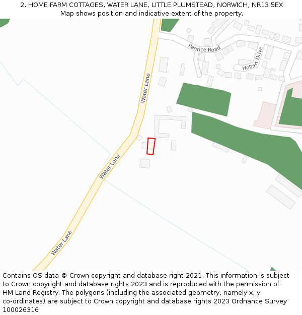 2, HOME FARM COTTAGES, WATER LANE, LITTLE PLUMSTEAD, NORWICH, NR13 5EX: Location map and indicative extent of plot