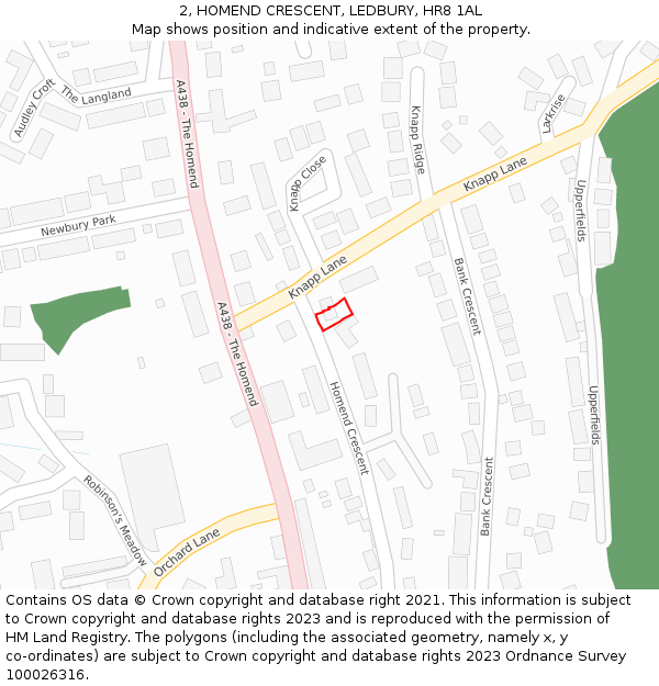 2, HOMEND CRESCENT, LEDBURY, HR8 1AL: Location map and indicative extent of plot