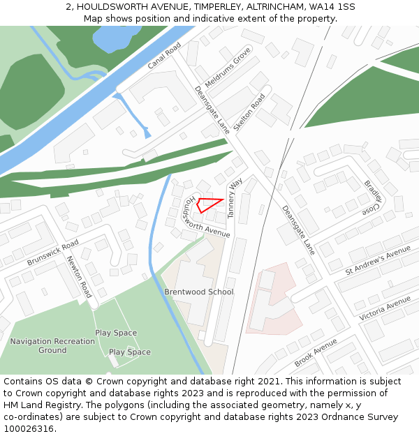 2, HOULDSWORTH AVENUE, TIMPERLEY, ALTRINCHAM, WA14 1SS: Location map and indicative extent of plot