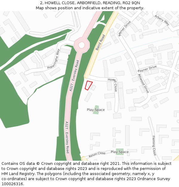 2, HOWELL CLOSE, ARBORFIELD, READING, RG2 9QN: Location map and indicative extent of plot