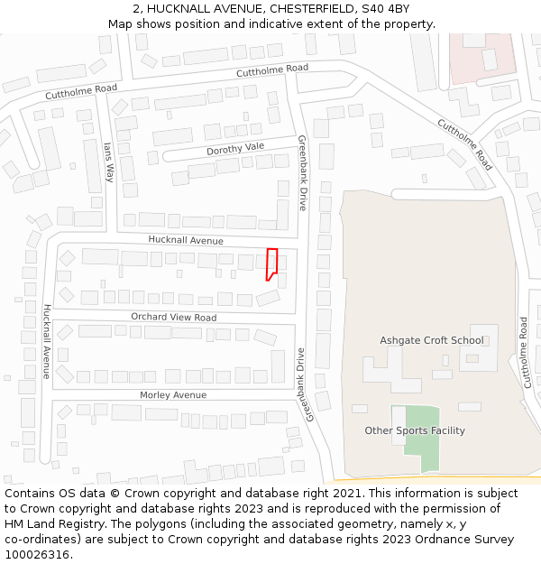 2, HUCKNALL AVENUE, CHESTERFIELD, S40 4BY: Location map and indicative extent of plot