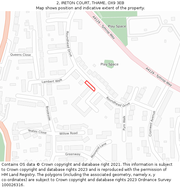 2, IRETON COURT, THAME, OX9 3EB: Location map and indicative extent of plot
