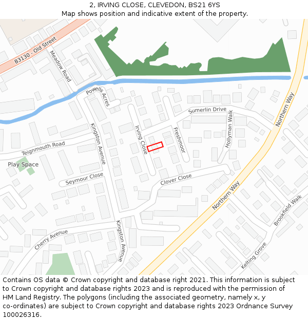 2, IRVING CLOSE, CLEVEDON, BS21 6YS: Location map and indicative extent of plot