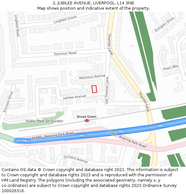 2, JUBILEE AVENUE, LIVERPOOL, L14 3NB: Location map and indicative extent of plot