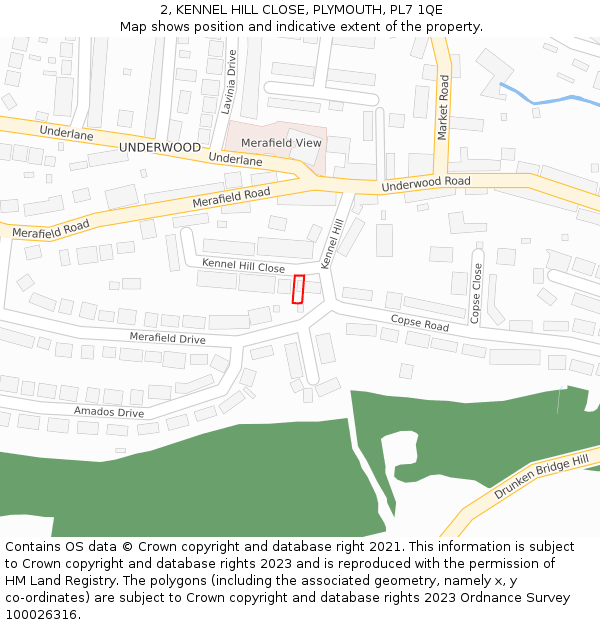 2, KENNEL HILL CLOSE, PLYMOUTH, PL7 1QE: Location map and indicative extent of plot