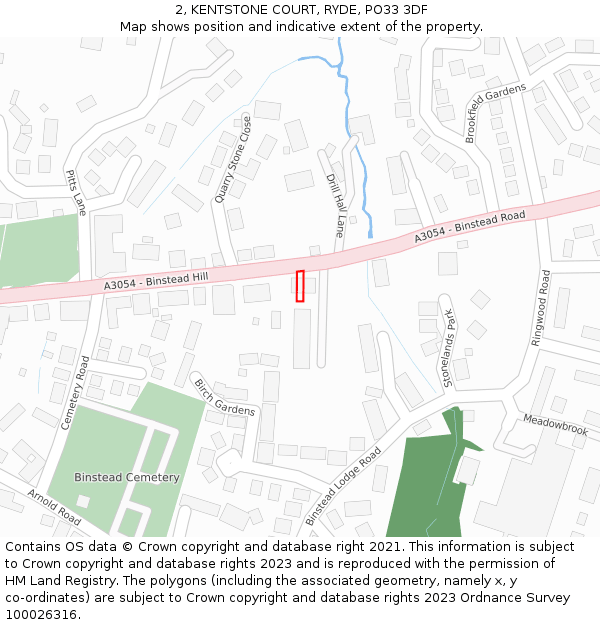 2, KENTSTONE COURT, RYDE, PO33 3DF: Location map and indicative extent of plot