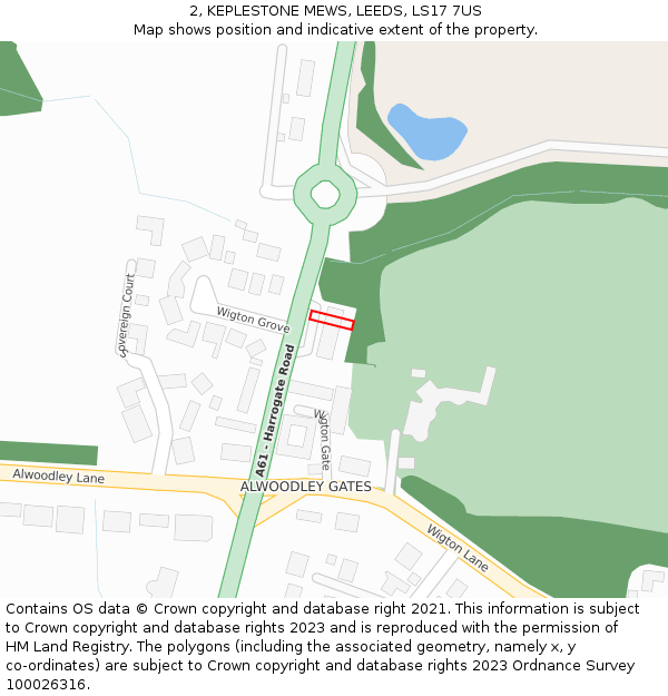 2, KEPLESTONE MEWS, LEEDS, LS17 7US: Location map and indicative extent of plot