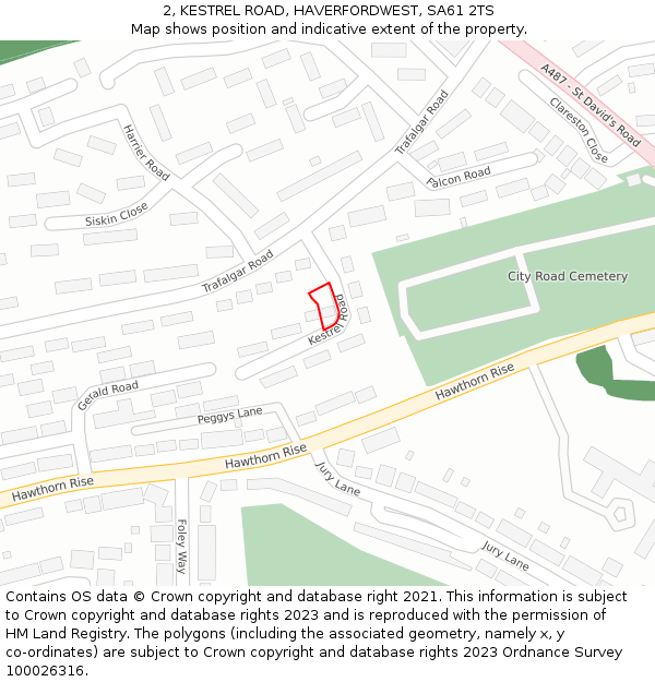 2, KESTREL ROAD, HAVERFORDWEST, SA61 2TS: Location map and indicative extent of plot