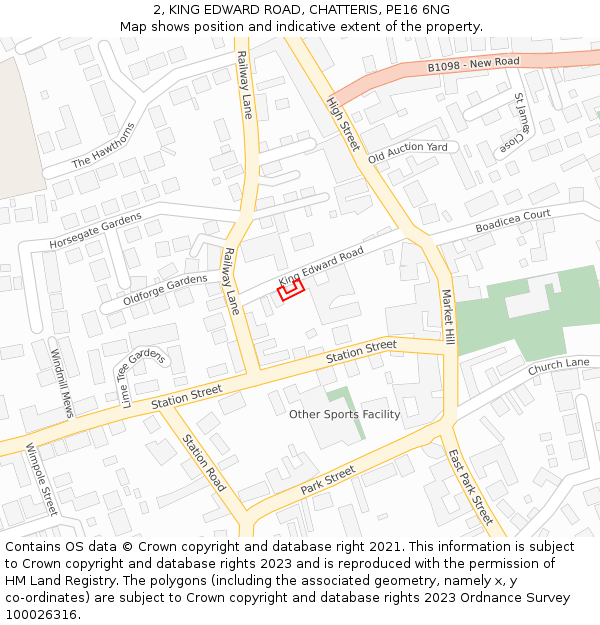 2, KING EDWARD ROAD, CHATTERIS, PE16 6NG: Location map and indicative extent of plot