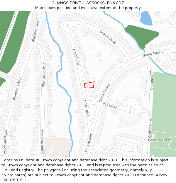 2, KINGS DRIVE, HASSOCKS, BN6 8DZ: Location map and indicative extent of plot