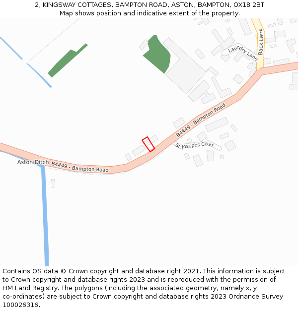 2, KINGSWAY COTTAGES, BAMPTON ROAD, ASTON, BAMPTON, OX18 2BT: Location map and indicative extent of plot