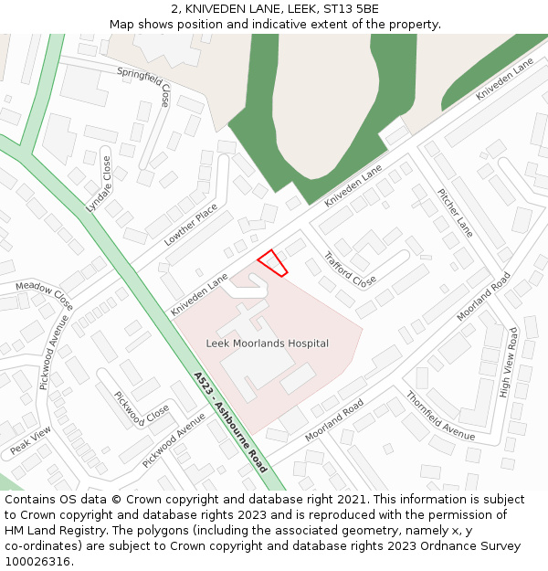 2, KNIVEDEN LANE, LEEK, ST13 5BE: Location map and indicative extent of plot