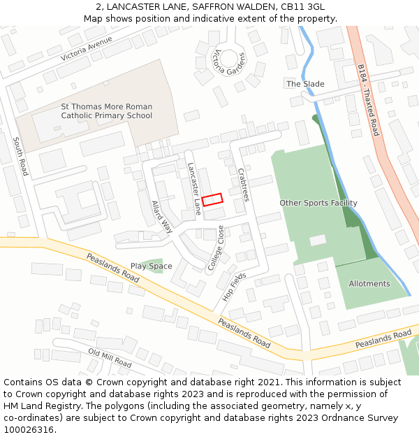 2, LANCASTER LANE, SAFFRON WALDEN, CB11 3GL: Location map and indicative extent of plot