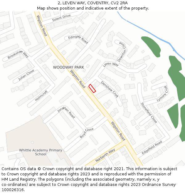 2, LEVEN WAY, COVENTRY, CV2 2RA: Location map and indicative extent of plot