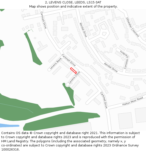 2, LEVENS CLOSE, LEEDS, LS15 0AT: Location map and indicative extent of plot