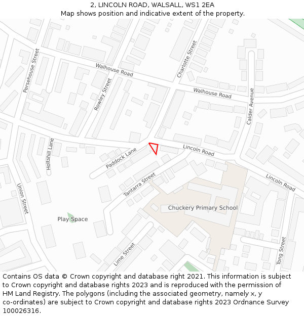 2, LINCOLN ROAD, WALSALL, WS1 2EA: Location map and indicative extent of plot