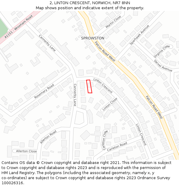 2, LINTON CRESCENT, NORWICH, NR7 8NN: Location map and indicative extent of plot