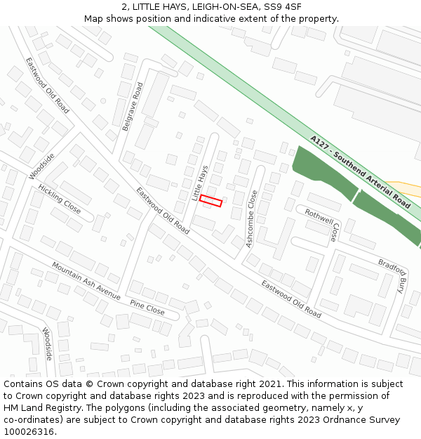 2, LITTLE HAYS, LEIGH-ON-SEA, SS9 4SF: Location map and indicative extent of plot